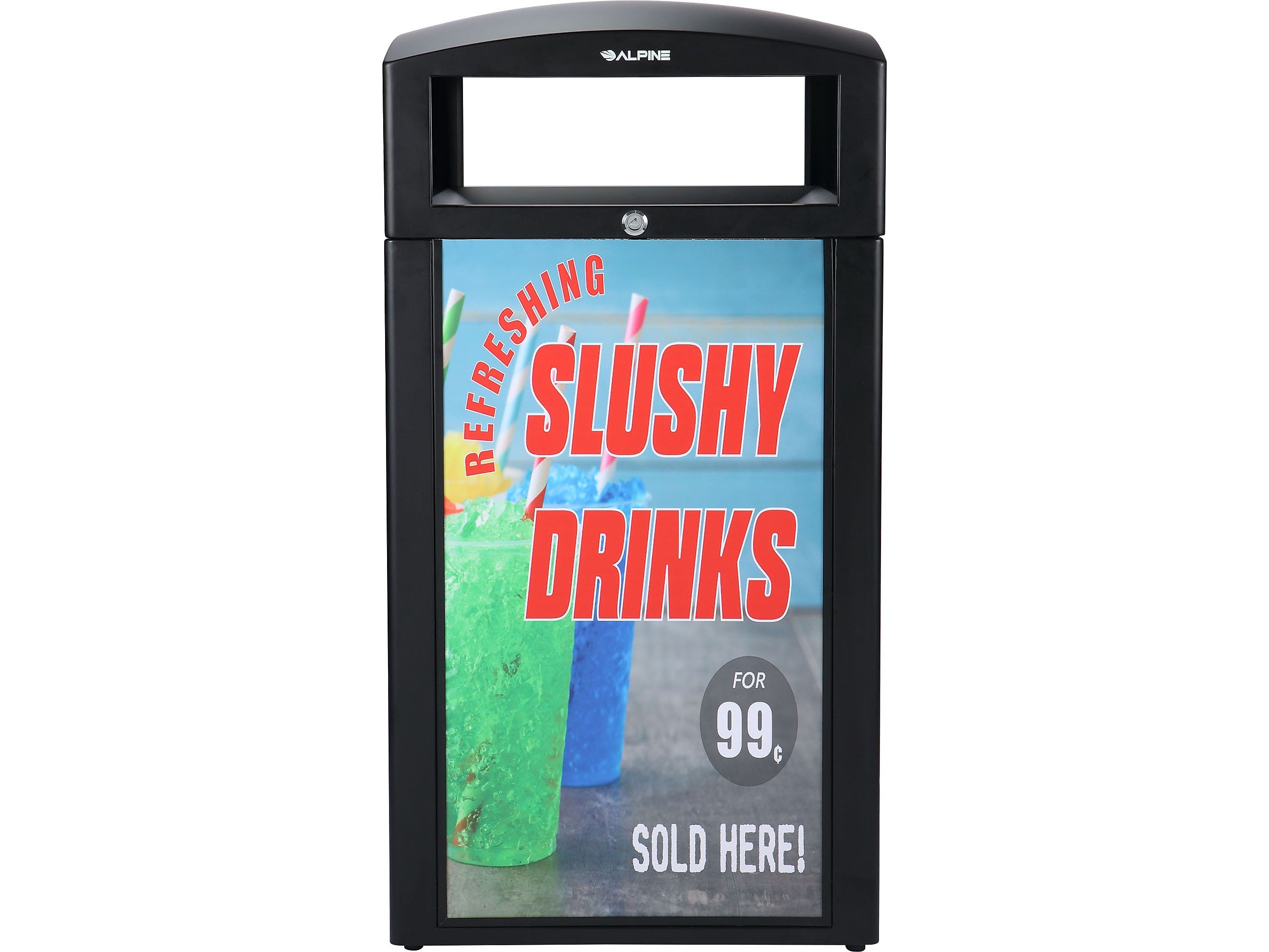 Alpine Industries Steel Outdoor Trash Can with Covered Top Lid, 40-Gallon, Gray Stone (ALP471-40-GRYS-SGN)