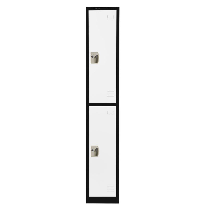 AdirOffice 72'' 2-Tier Black and White Storage Locker (ADI629-202-B-W)