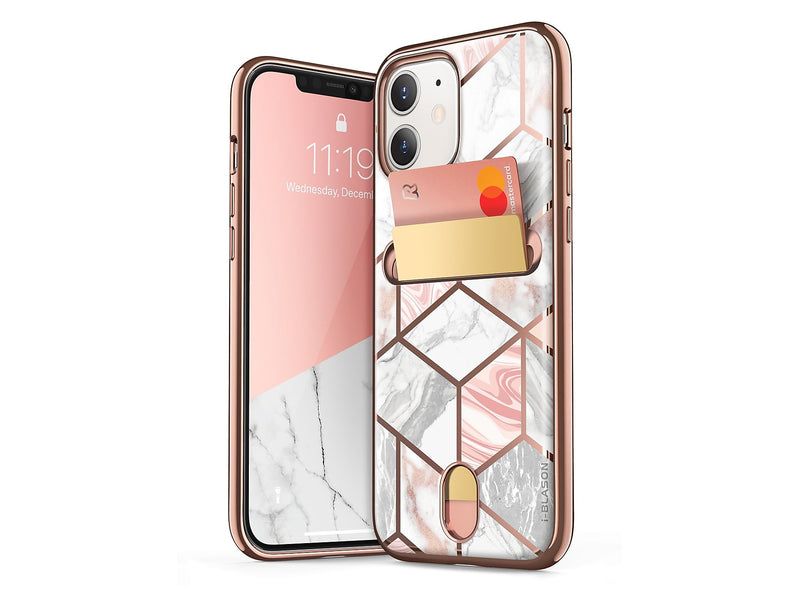 i-Blason Cosmo Wallet Case for iPhone 12 mini, Marble Pink (iPhone2020-5.4-CosCard-Marble)