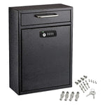 AdirOffice Steel Locking Wall Mounted Drop Box Interoffice Mailbox with Key and Combination Lock , Black (631-04-BLK-KC-PKG)