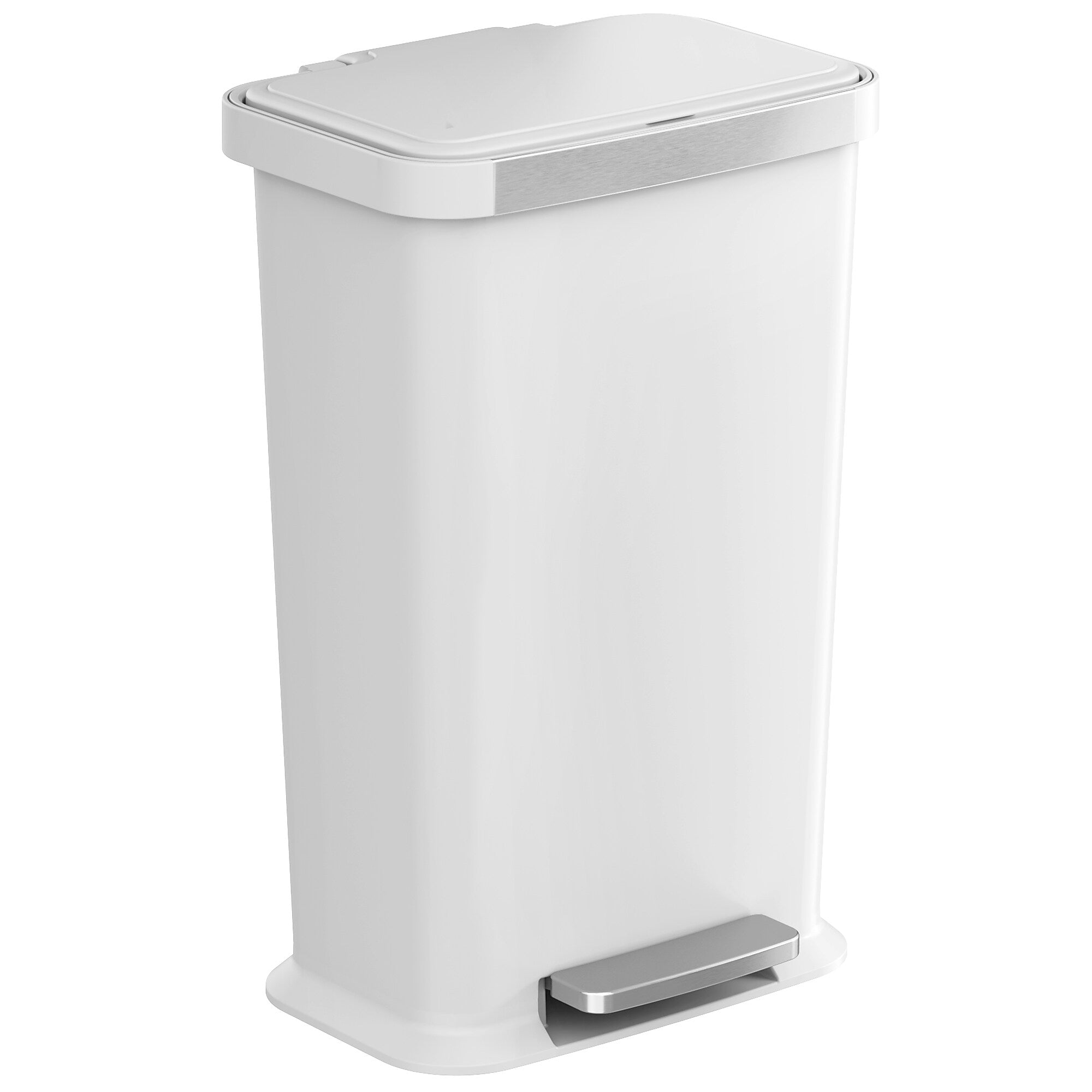 iTouchless SoftStep Plastic Step Trash Can, 13.2 Gallon, White (PL13WWP)