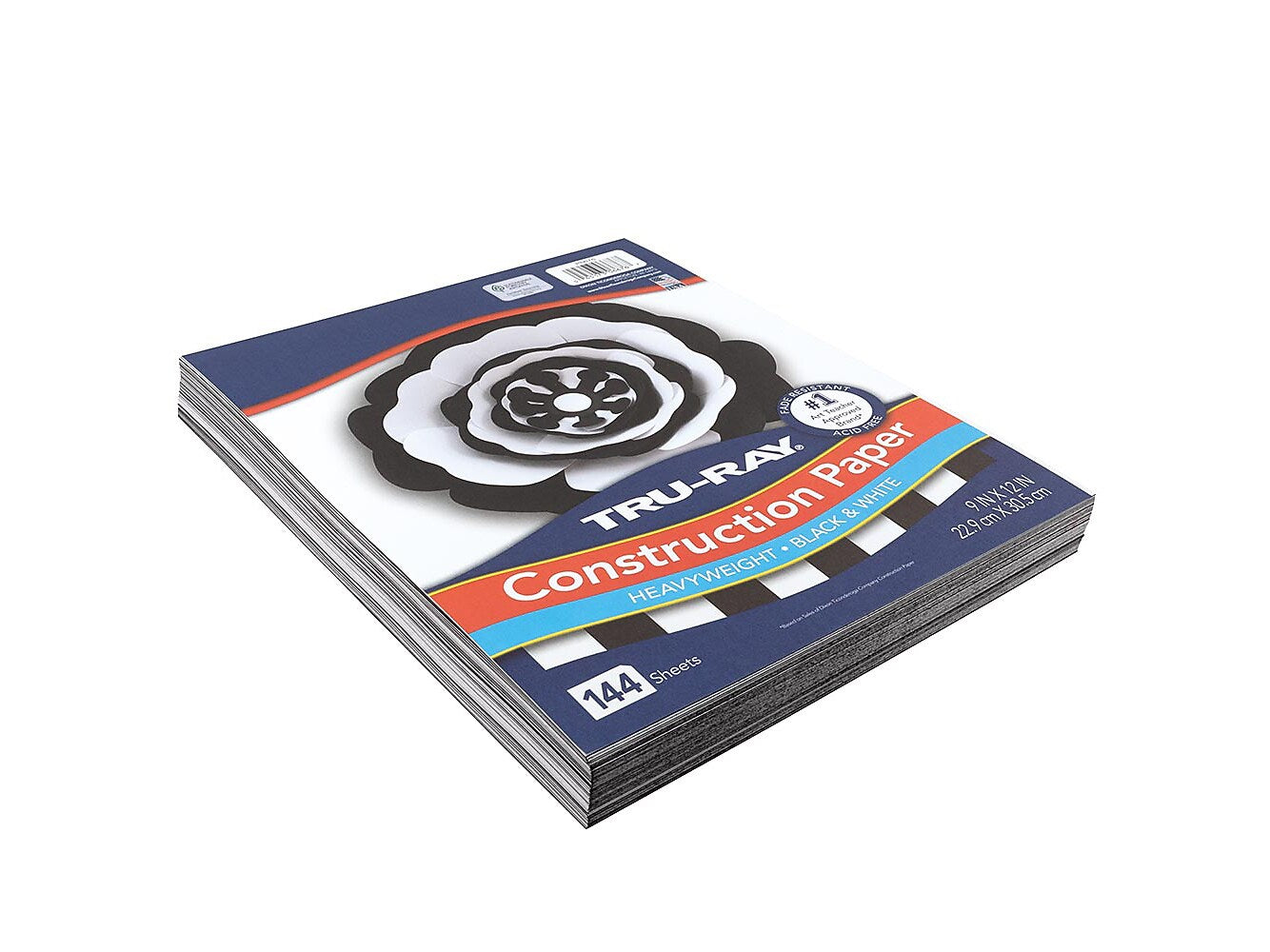 Tru-Ray 9" x 12" Construction Paper, Black/White, 144 Sheets/Pack (P6676)