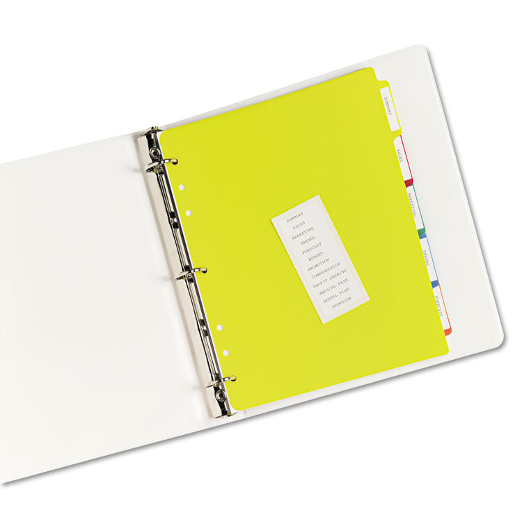 Heavy-Duty Plastic Dividers With Multicolor Tabs And White Labels , 5-Tab, 11 X 8.5, Assorted, 1 Set