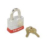 Steel Body Safety Padlock, 4 Pin Tumbler, Steel/Red