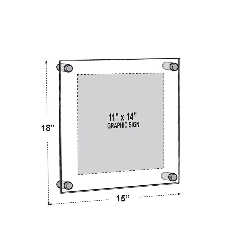 Azar Poster Holder, 15" x 18", Wall Mounted, Black, Acrylic (105510-BLK)