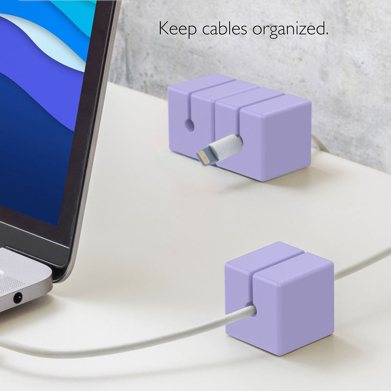 Function101 Cable Blocks, Magnetic Cable Organizers, Purple, 3/Pack (F101-CBXP3)