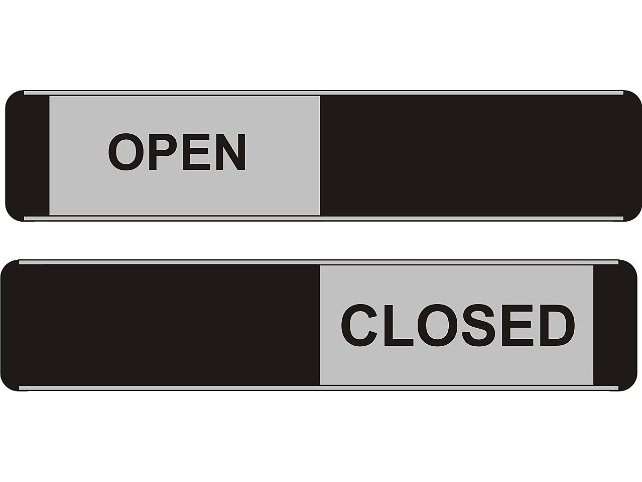 Seco Adhesive Open/Closed Sliding Sign, 10" x 2", Black/Gray (OF140)