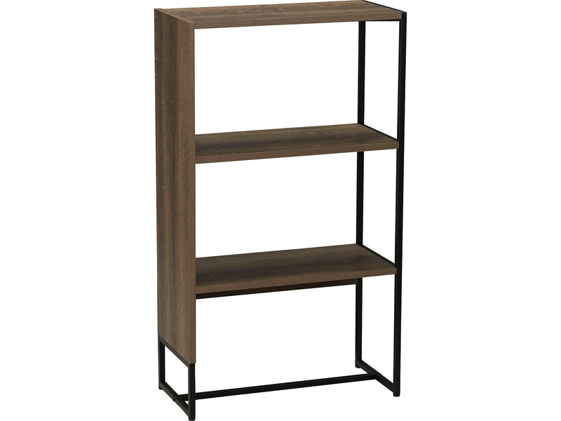 Household Essentials Wrap 41.5" 3-Shelf Bookcase, Brown/Black Laminate/Steel (8260-1)