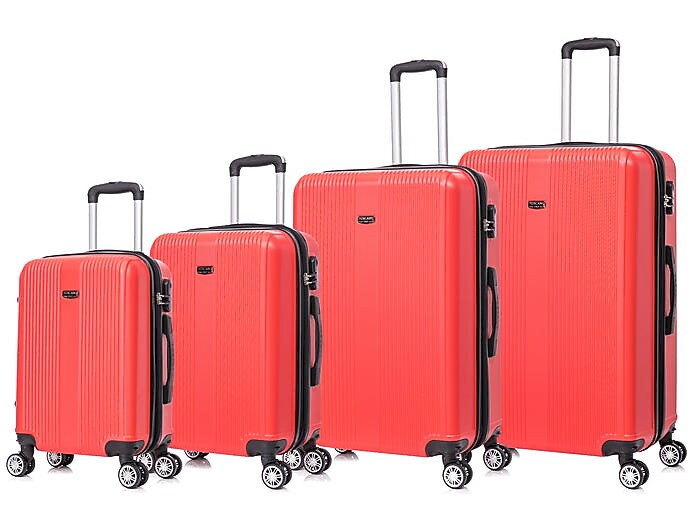 TUCCI 4-Piece Hardside Spinner Carry-On Luggage Set, TSA Checkpoint Friendly, Red (S0536-04-RED)