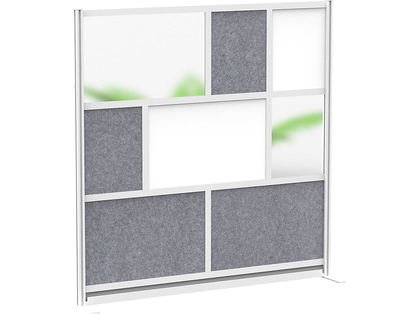 Luxor Workflow Series 8-Panel Freestanding Modular Room Divider System Starter Wall with Whiteboard, 70"H x 70"W, Gray/Silver