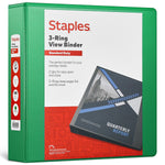 Staples 2" 3-Ring View Binder, D-Ring, Green (ST55433)