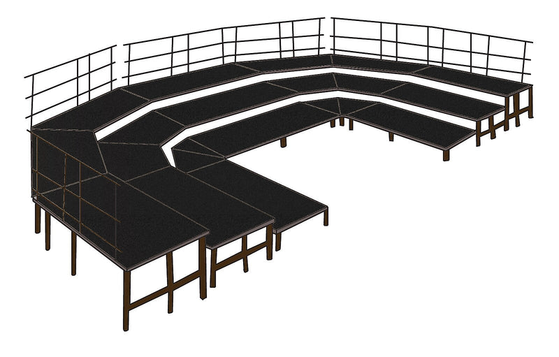 NPS 3-Level Seated Choral Riser Configuration, Black Carpet (SCRC36C10)