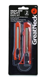 Great Neck Snap-Off Utility Knife Set, 9 mm Knife, 18 mm Knife, Orange/Black (GNS2SBK)