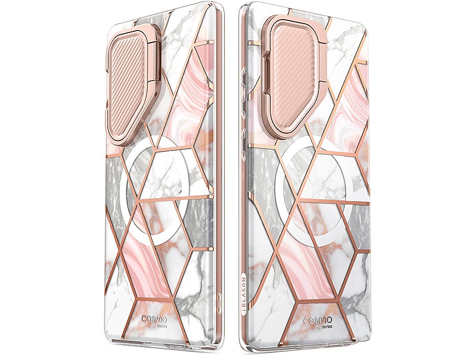 i-Blason Cosmo Cute Marble Pink MagSafe Case for Samsung Galaxy S24 Ultra, Shock-Absorbing