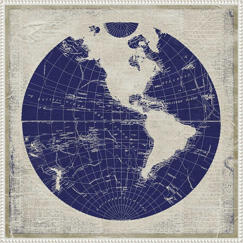 Amanti Art BluePrint Map I by Elizabeth Medley Framed Canvas Wall Art Print, 30" x 30" (A42678299878)