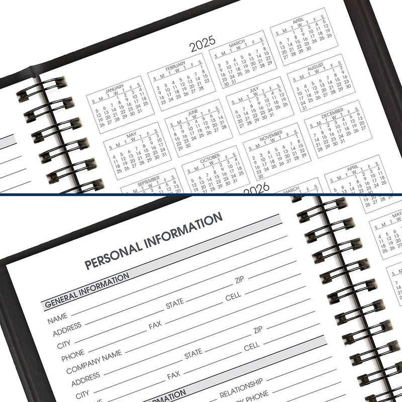 2025-2026 AT-A-GLANCE 5" x 8" Academic Year Daily Planner, Faux Leather Cover, Black (70-807-05-26)