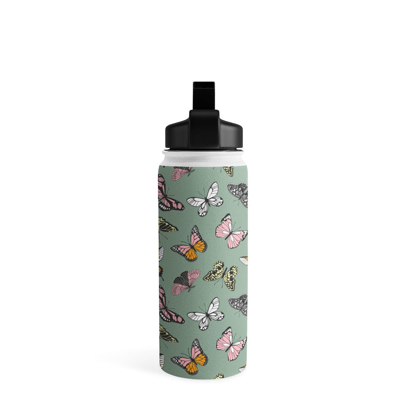 DENY Designs Wild Butterflies by Emanuela Carratoni Stainless Steel Double Wall Insulated Water Bottle, 18 oz. (83562-WBTL05)