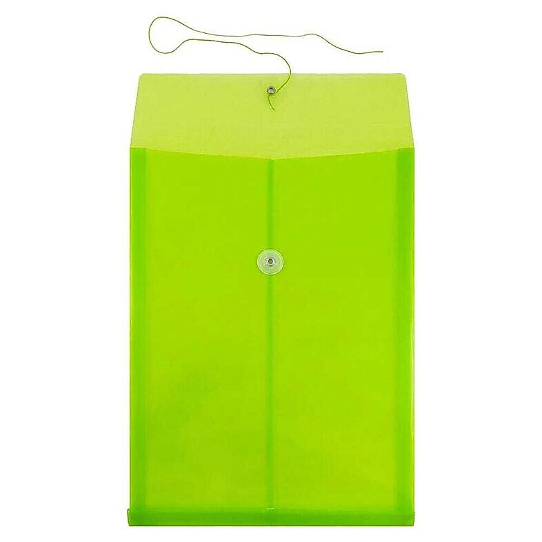JAM Paper Standard Plastic Document File, Legal, Lime Green, 12/Pack (119B1LI)