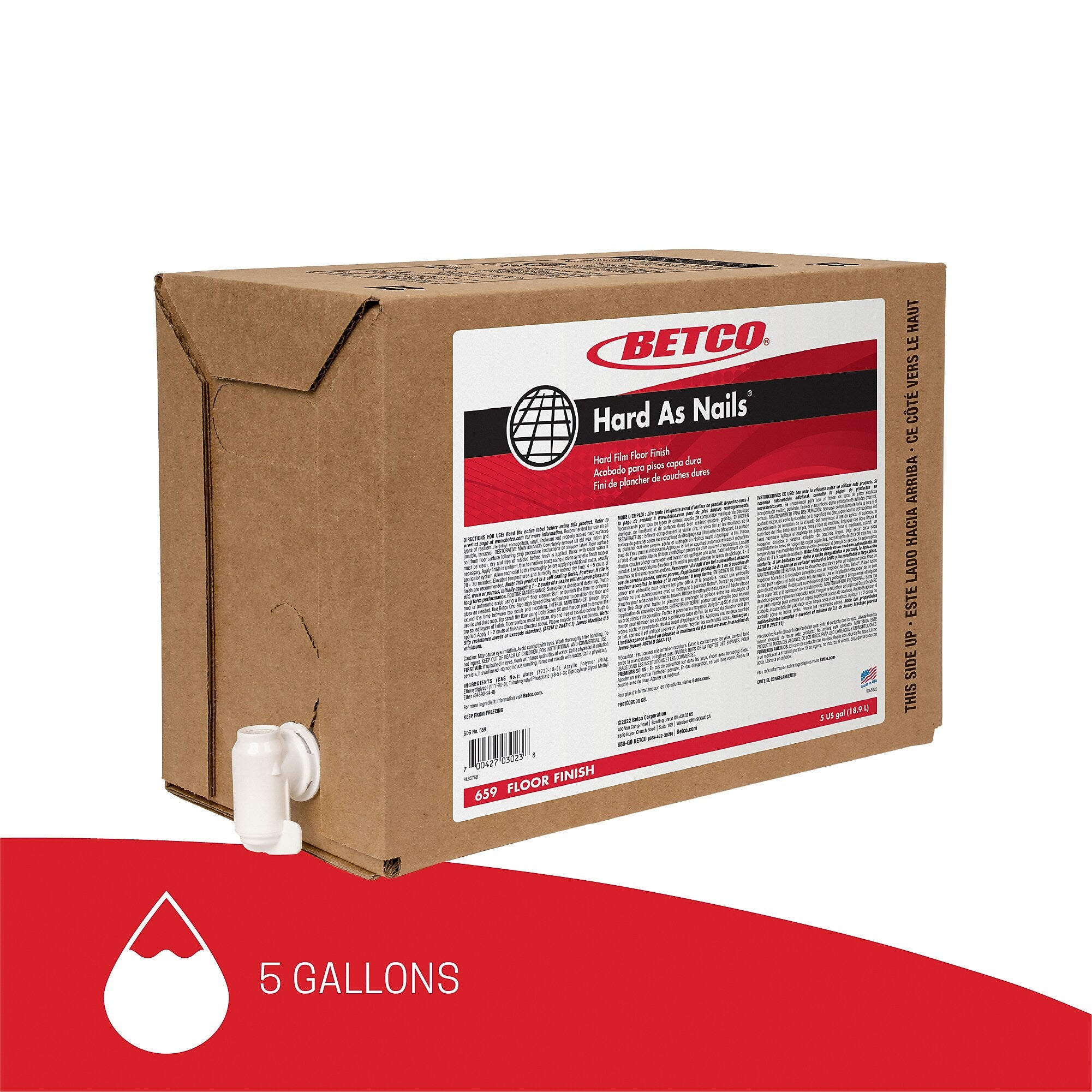 Betco Hard As Nails Floor Finish, 5 Gallon (659B500)