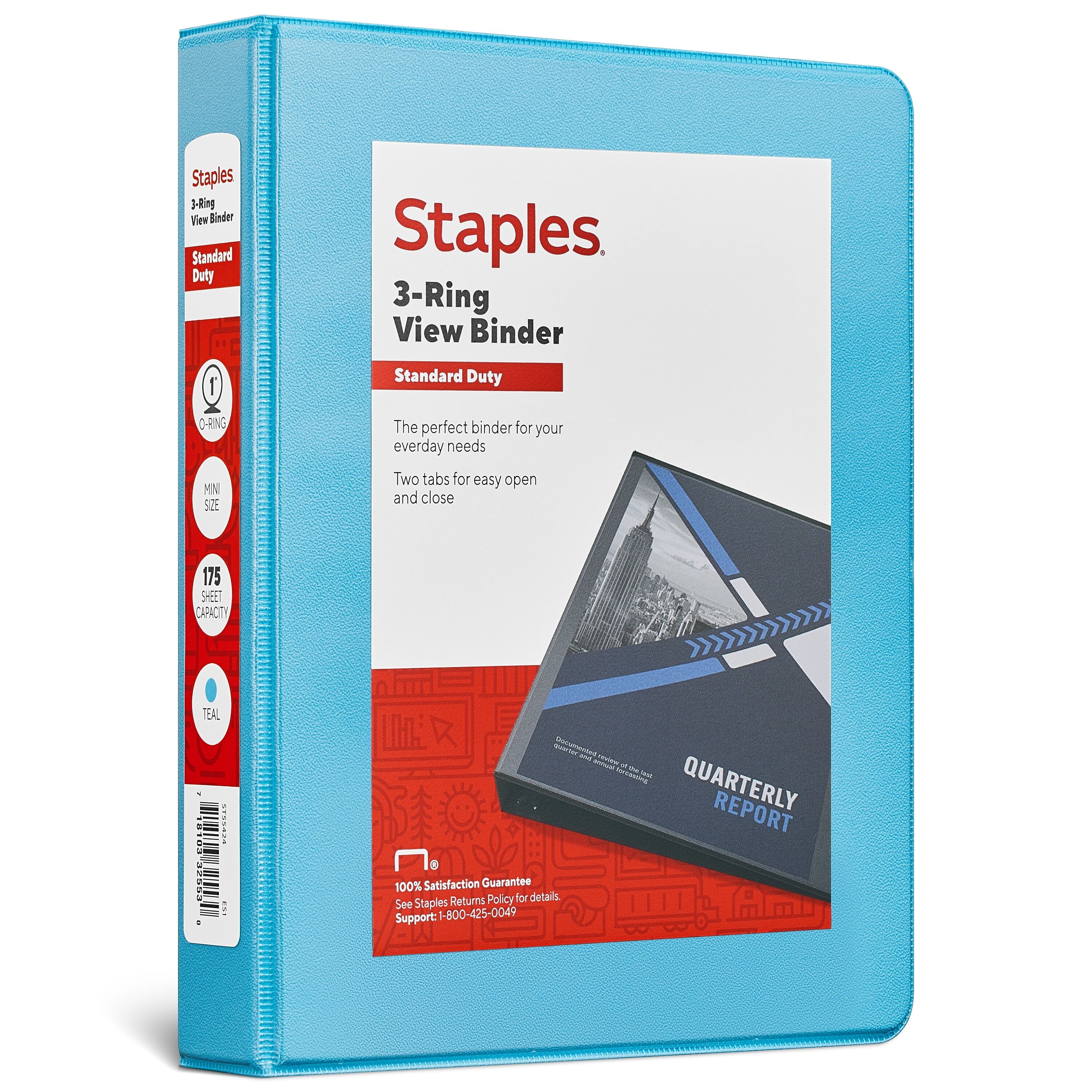 Staples Mini 1" 3-Ring View Binder, Periwinkle (55424/26456)