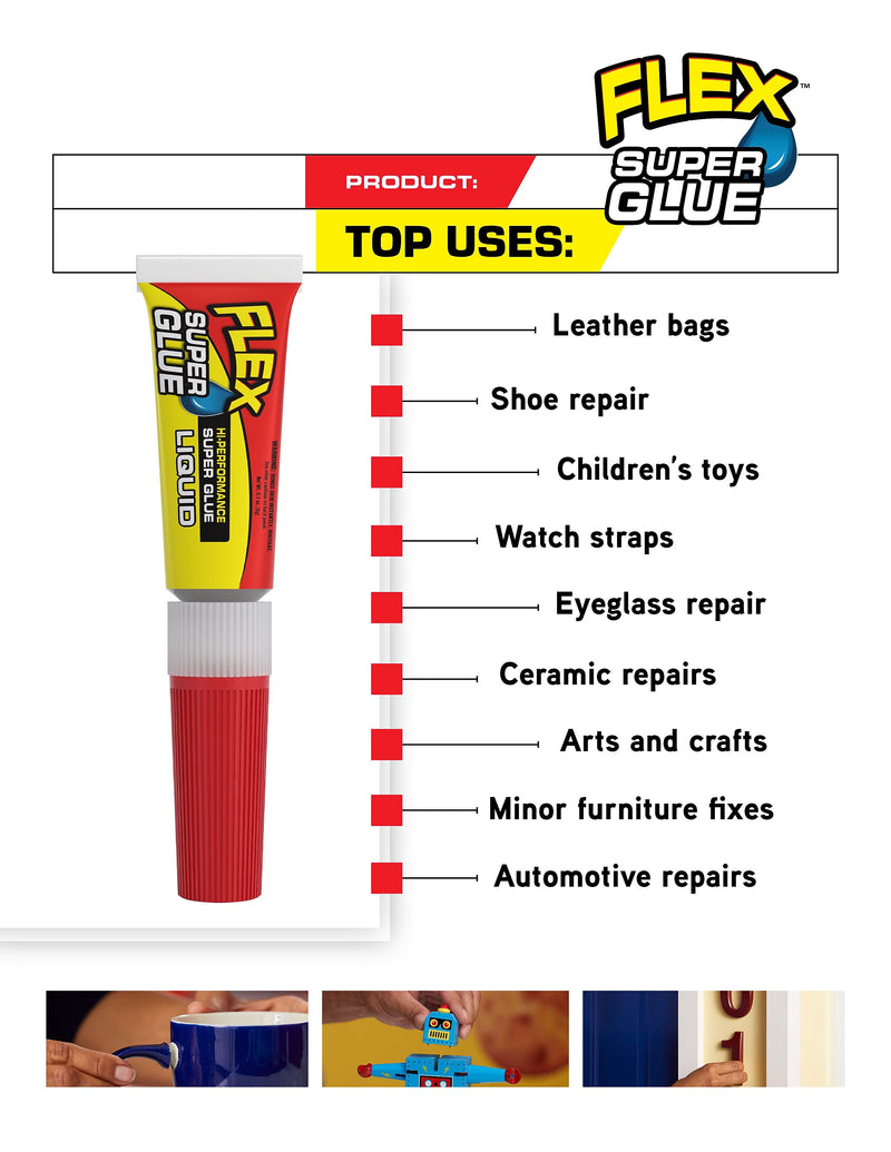 Flex Seal Gel Super Glue, 0.2 oz., Clear, 2 Tubes/Pack, 8/Pack (SGGEL2X3-CS)