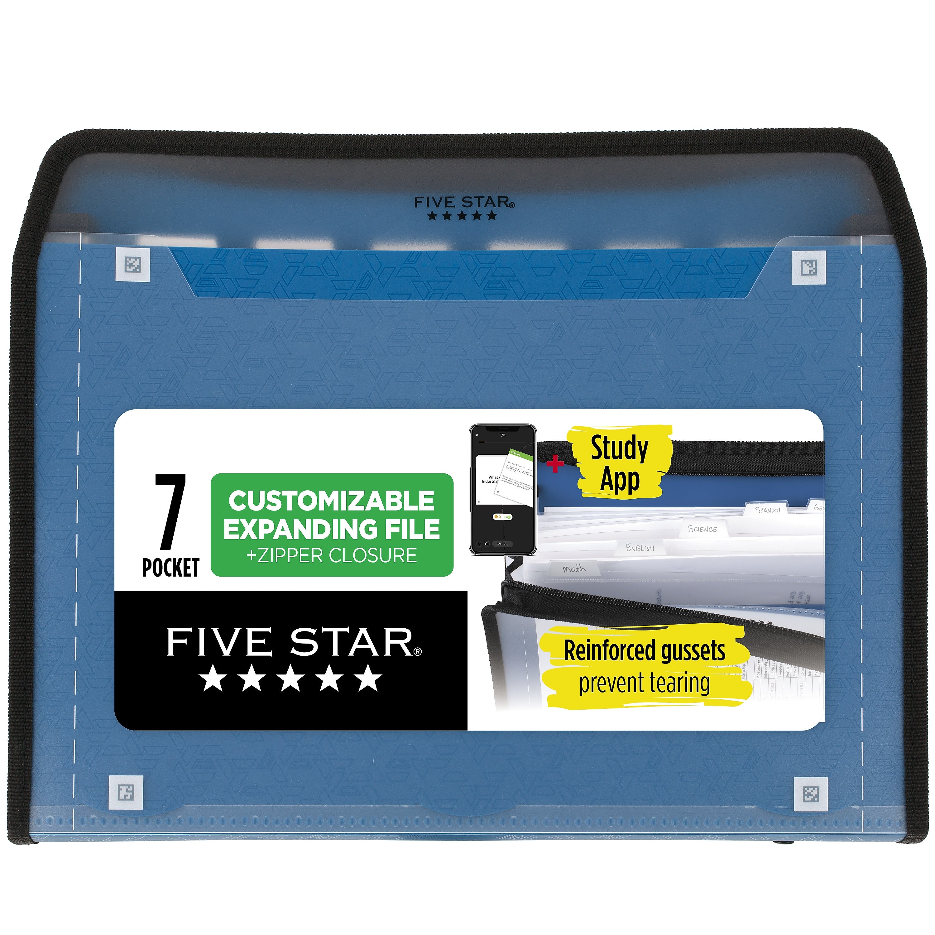 Five Star Customizable Plastic Accordion File ,7-Pocket, Letter Size, Assorted Colors (35170)