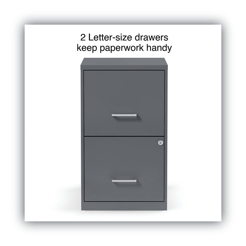Alera® Soho 2 File-Drawer Vertical Standard File Cabinet, Letter Size, Lockable, 24.1"H x 14"W x 18"D, Charcoal (2806760)