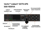 Vertiv Liebert GXT5 1500VA 2U Online Double Conversion UPS, 6-Outlet, Black (GXT5-1500LVRT2UXLN)