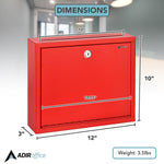AdirOffice Steel Multipurpose Interoffice Mailbox Drop Box, Large, Red (631-03-RED-PKG)