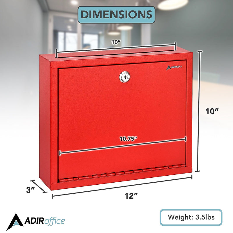 AdirOffice Steel Multipurpose Interoffice Mailbox Drop Box, Large, Red (631-03-RED-PKG)