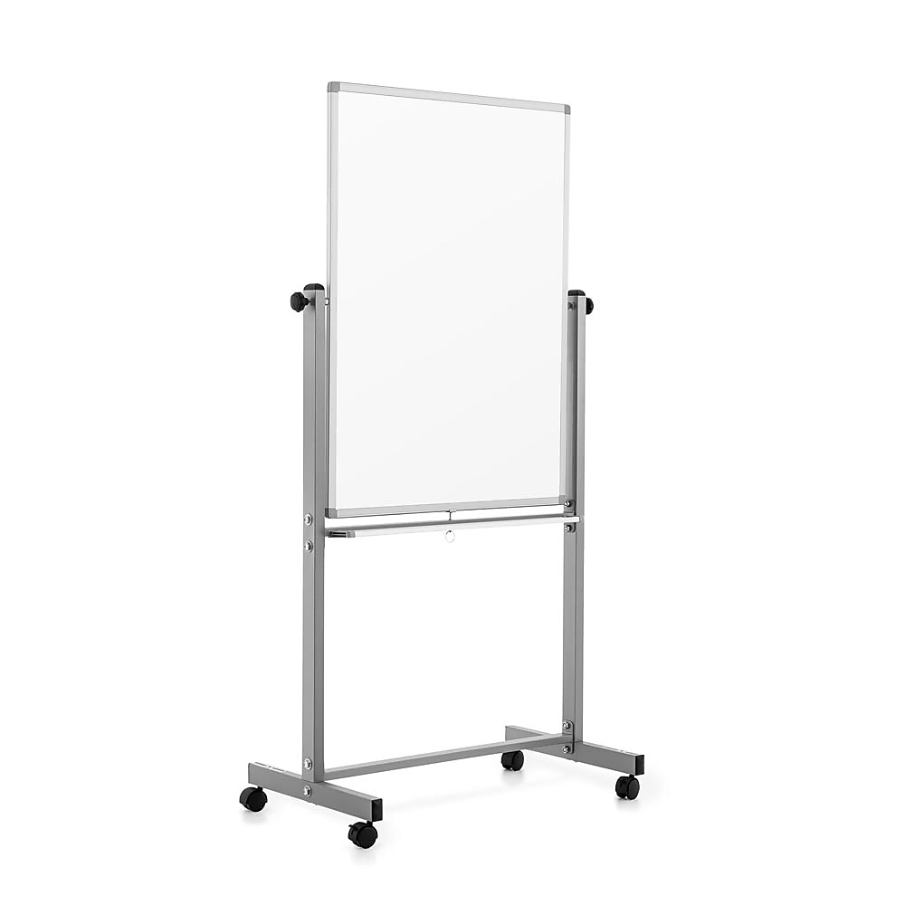 Luxor Double Sided Magnetic Porcelain Mobile Dry-Erase Whiteboard Easel, Aluminum Frame, 30"W x 40"H (DEMW001)