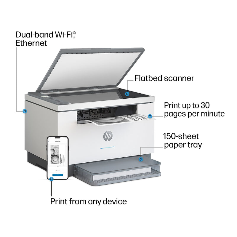 HP LaserJet Pro MFP M234dw Wireless Black & White Laser Printer, All-In-One, Print, Scan, Copy, Best for Home Office (6GW99F)