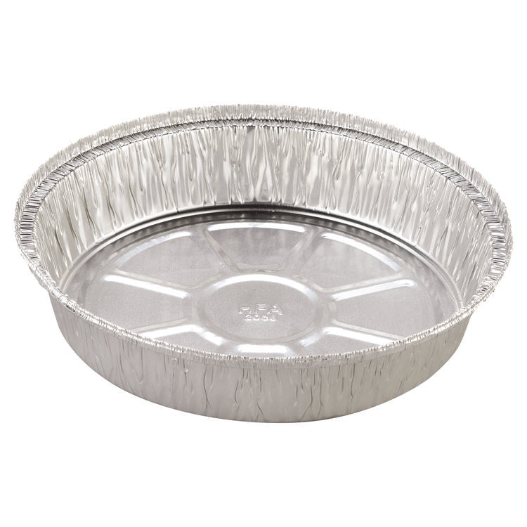 Round Aluminum Container, 37 oz, 8" Diameter, Silver, 500/Carton