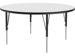 Correll 42" Round Activity Table, Height-Adjustable, Frosty White/Black (A42DE-RND-80)
