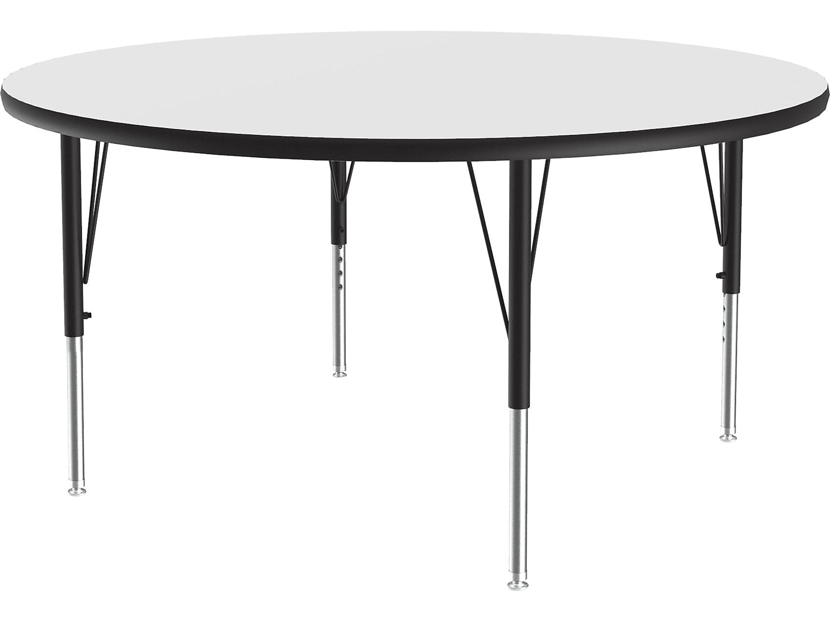 Correll 42" Round Activity Table, Height-Adjustable, Frosty White/Black (A42DE-RND-80)