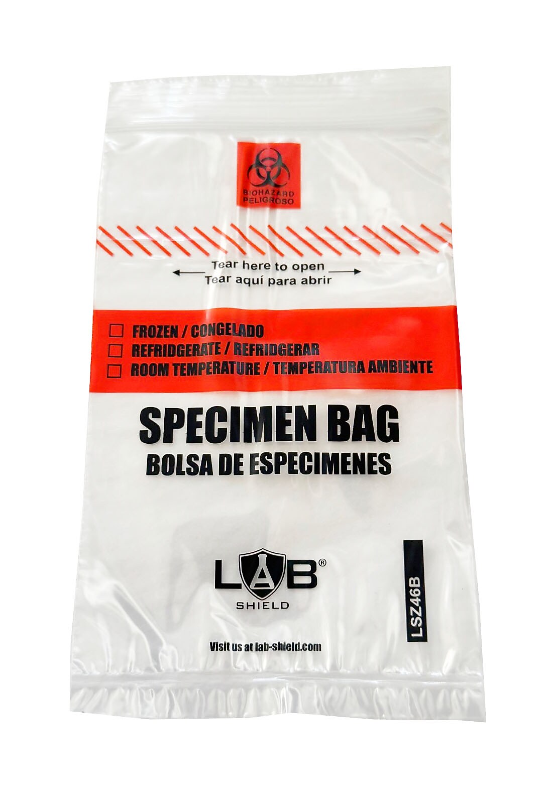 Specimen Bag Clear Biohazard w/ reclosable zip