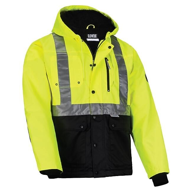 GloWear 8275 Heavy-Duty High-Visibility Workwear Jacket, XL, Lime/Black (23975)