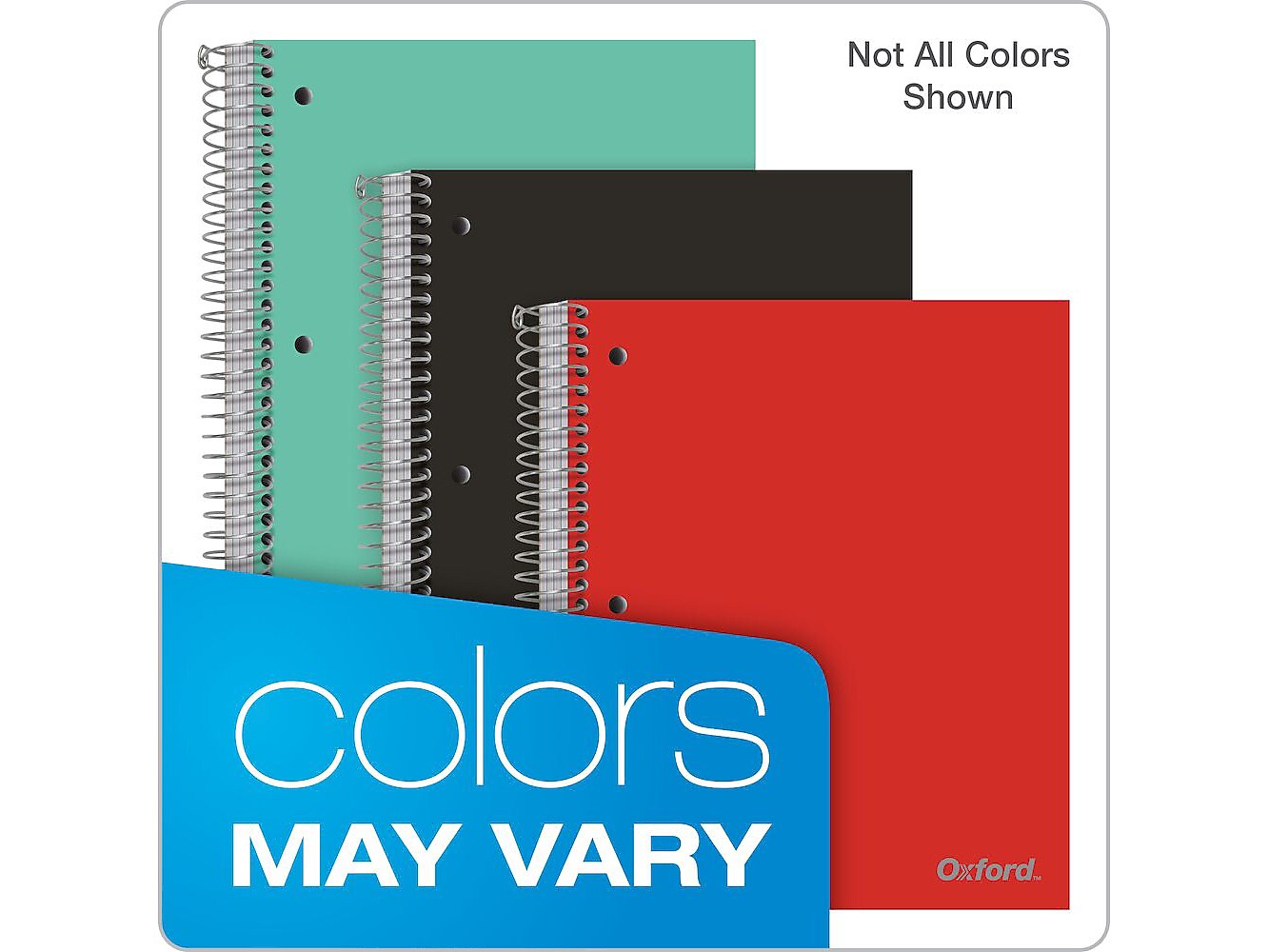 Oxford 5-Subject Notebooks, 8.5" x 11", College Ruled, 200 Sheets, Assorted Colors (10588)
