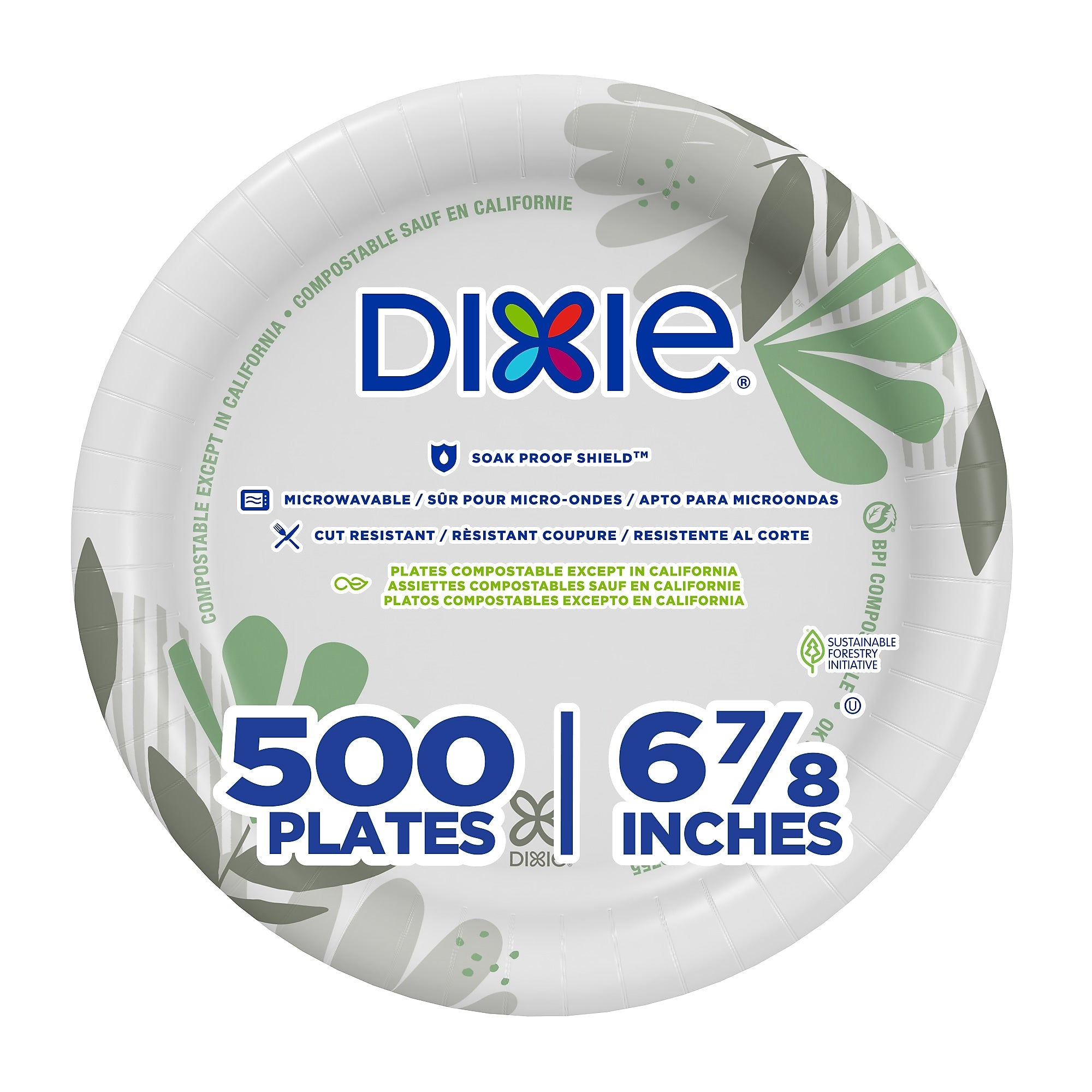Dixie Pathways 6.8" Paper Plates, Multicolored, 500/Carton (UX7WS)