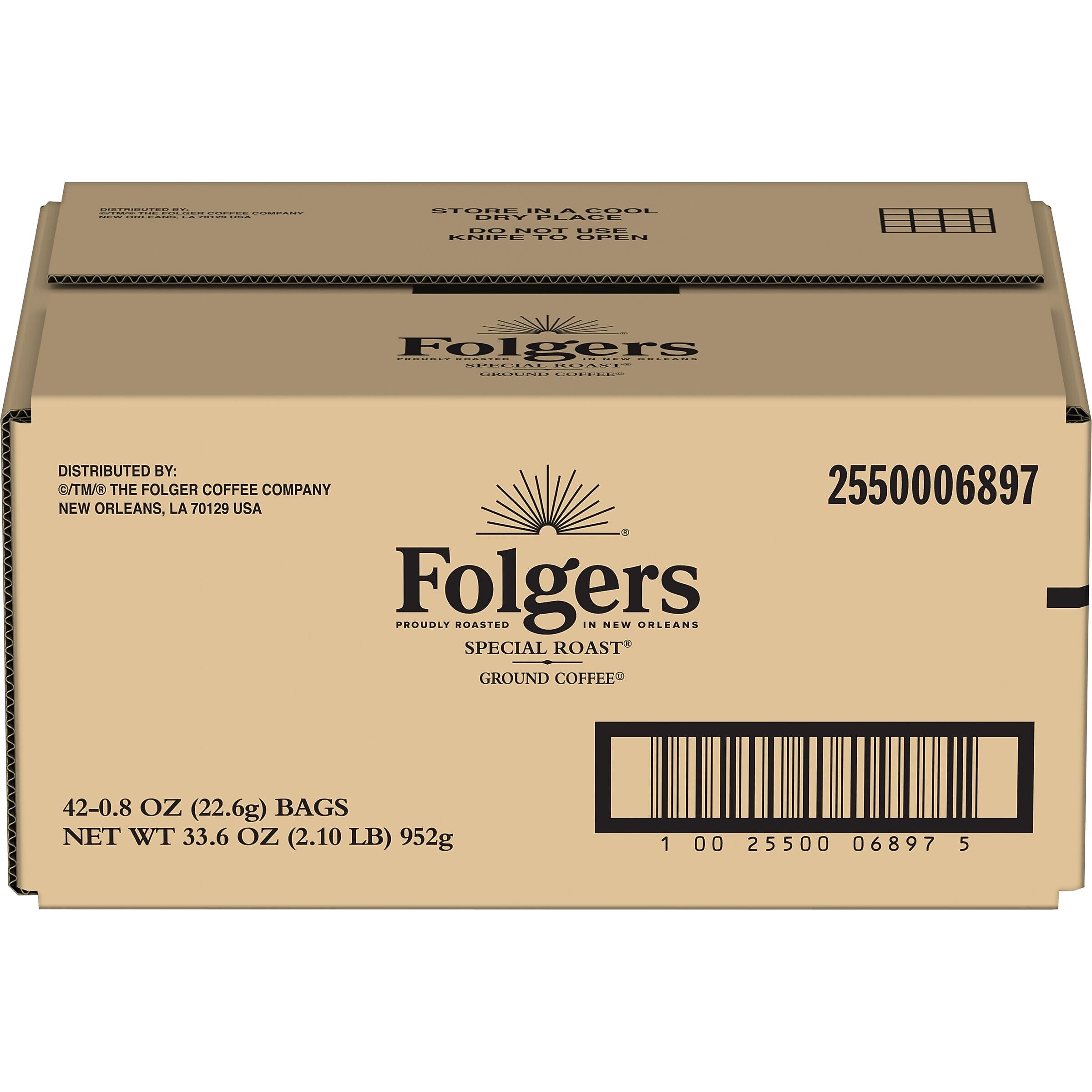 Folgers Special Roast Ground Coffee Packet, Medium Roast, 0.8 oz., 42/Carton (PRO06897)