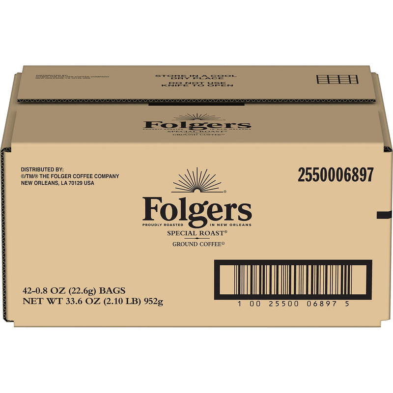 Folgers Special Roast Ground Coffee Packet, Medium Roast, 0.8 oz., 42/Carton (PRO06897)