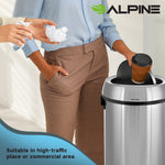Alpine Industries Stainless Steel Trash Can with Swivel Lid, 17 Gallon (ALP470-65L-PKG)