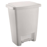 Step-On Waste Can, 8.25 gal, Plastic, White