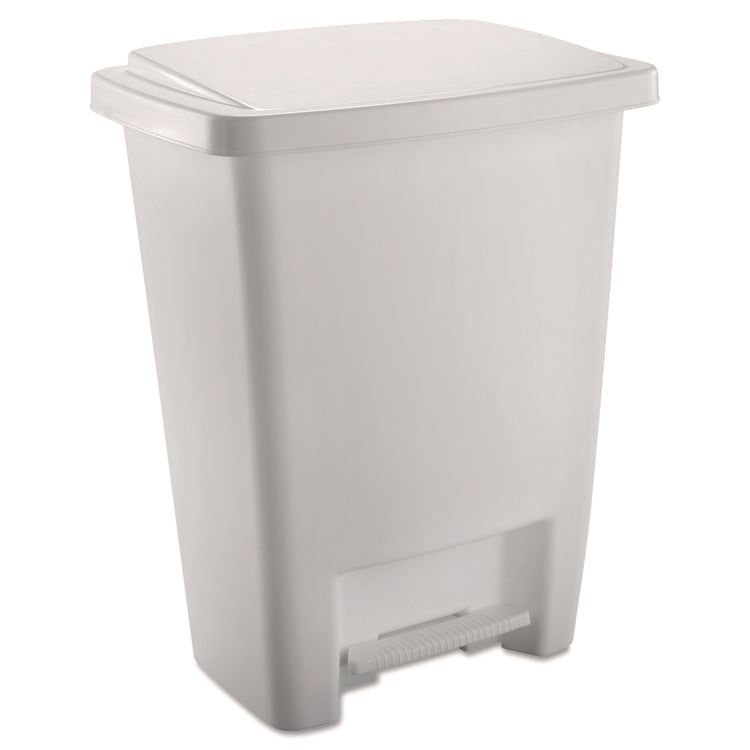 Step-On Waste Can, 8.25 gal, Plastic, White
