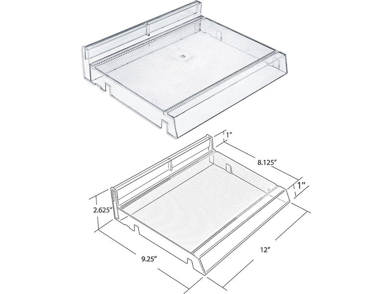 Azar 2.63" x 12" Pegboard 8-Compartment Cosmetic Tray, Clear, 2/Pack (225830-8COMP-CLR-2PK)
