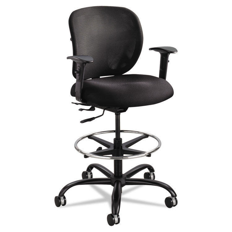 Vue Heavy-Duty Extended-Height Stool, Supports Up To 350 Lb, 23" To 32.5" Seat Height, Black Fabric