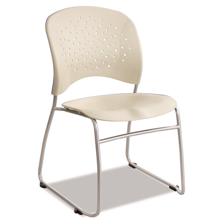Reve Guest Chair with Sled Base, 19.75" x 23.5" x 33.5", Latte Seat, Latte Back, Silver Base, 2/Carton