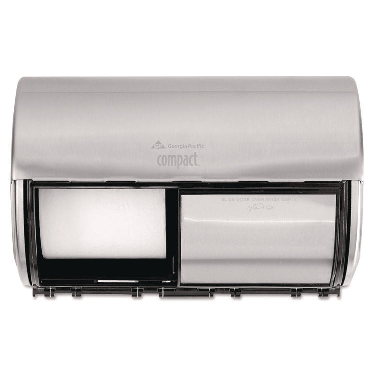 Compact Coreless Side-by-Side 2-Roll Dispenser, 10.13 x 6.75 x 7.13, Stainless Steel