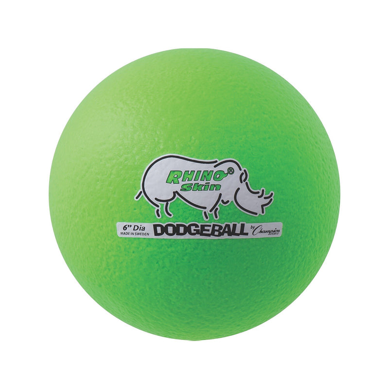 Champion Sports Rhino Skin 6" Foam Dodgeball Set, Neon Green, 6/Set (CHSRXD6NGSET)