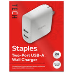 Staples TECH USB-A Wall Charger, 24W, White (ST62318)